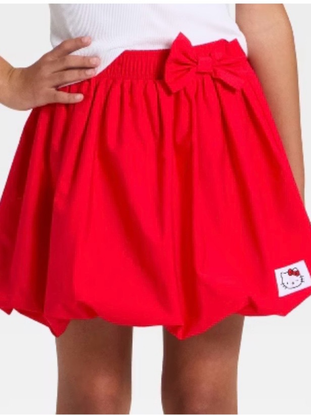 Hello Kitty Bright Red Bubble Skirt with Bow Accent